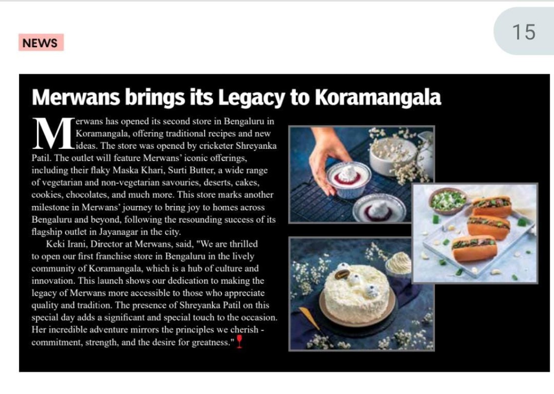 Merwans brings its Legacy to Koramangala Merwans brings its Legacy to Koramangala